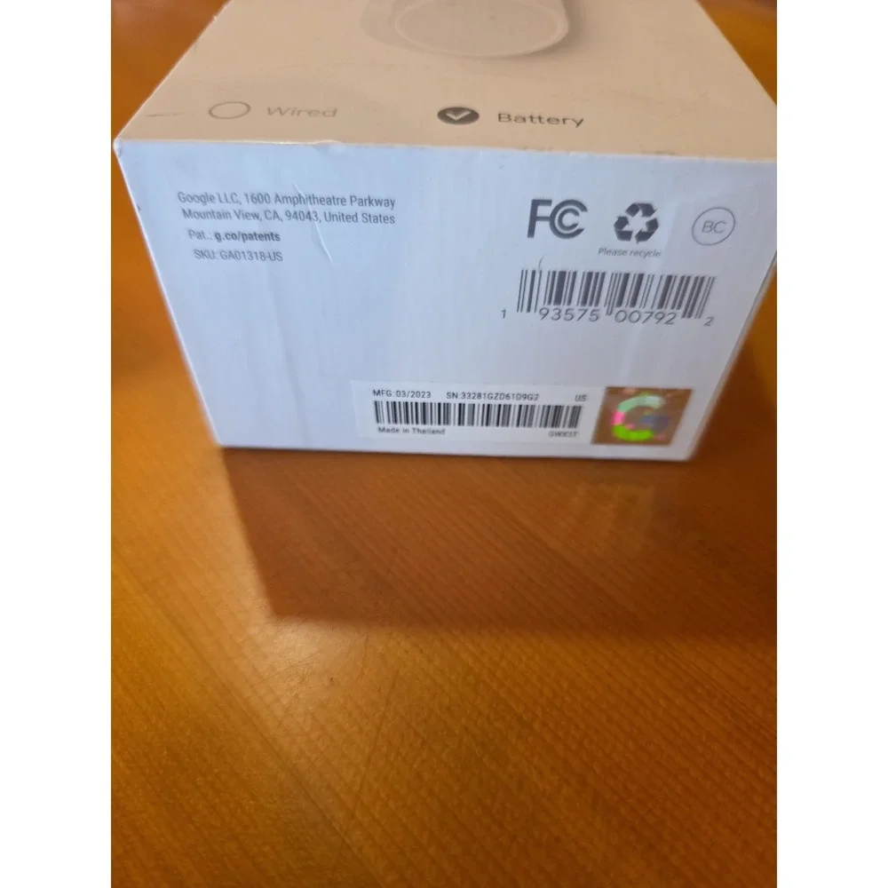 New! Google Nest Doorbell (Battery) Wireless Doorbell Video Camera Snow
